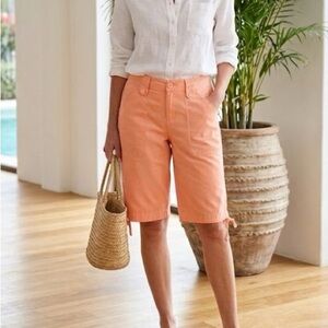 Caribbean Joe Bermuda Shorts Women’s 8 Peach Cantaloupe Cotton Boho Coastal